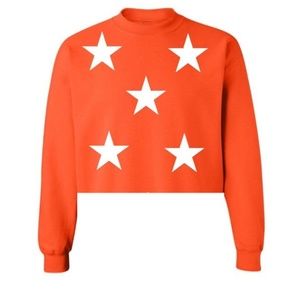 orange cropped star sweatshirt by GAMEDAY BAE